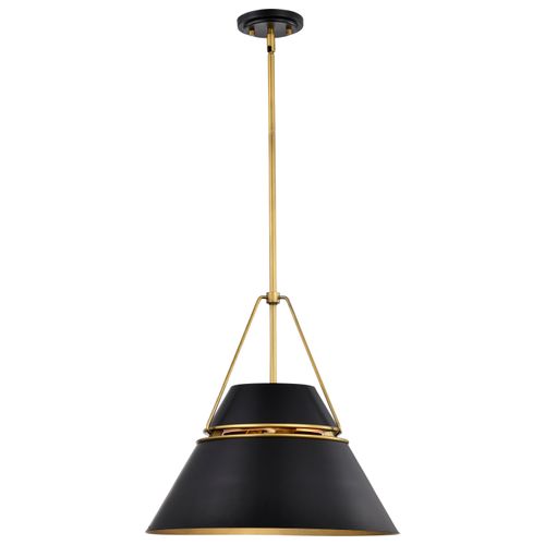 Main product image of Adina 3 Light Large Pendant Matte Black and Natural Brass Finish