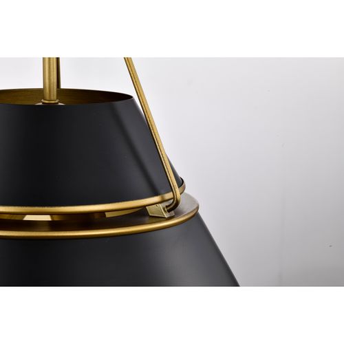 Main product image of Adina 3 Light Large Pendant Matte Black and Natural Brass Finish