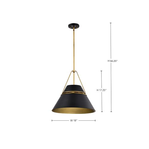 Main product image of Adina 3 Light Large Pendant Matte Black and Natural Brass Finish