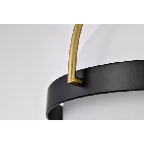 Main product image of Lakeshore 1 Light Small Flush Matte Black & Natural Brass Finish White Opal Glass