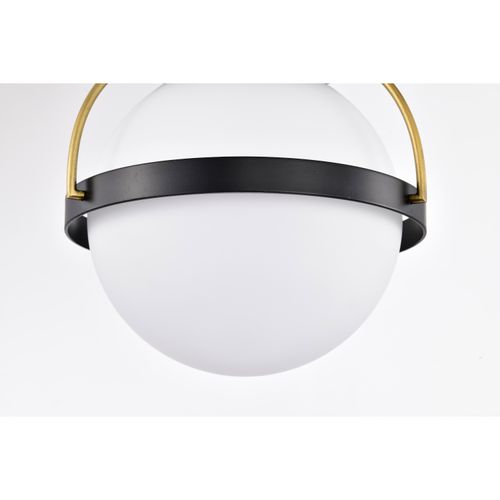 Main product image of Lakeshore 1 Light Small Flush Matte Black & Natural Brass Finish White Opal Glass