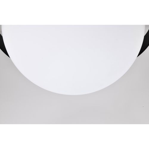 Main product image of Lakeshore 1 Light Medium Flush Matte Black & Natural Brass Finish White Opal Glass