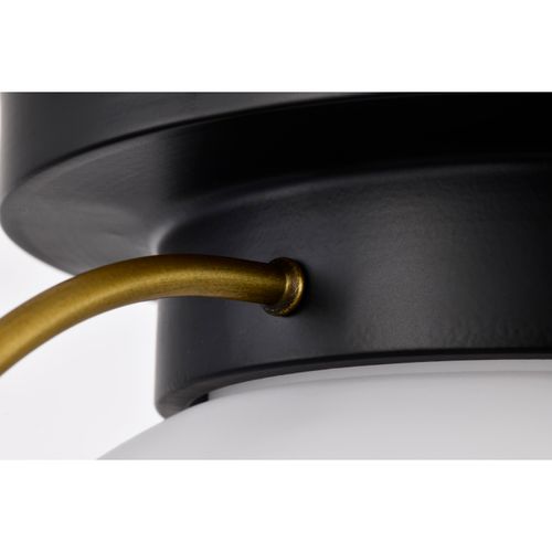 Main product image of Lakeshore 1 Light Large Flush Matte Black & Natural Brass Finish White Opal Glass