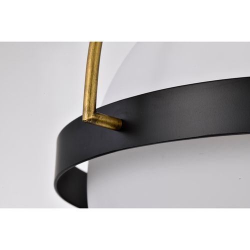 Main product image of Lakeshore 1 Light Large Flush Matte Black & Natural Brass Finish White Opal Glass