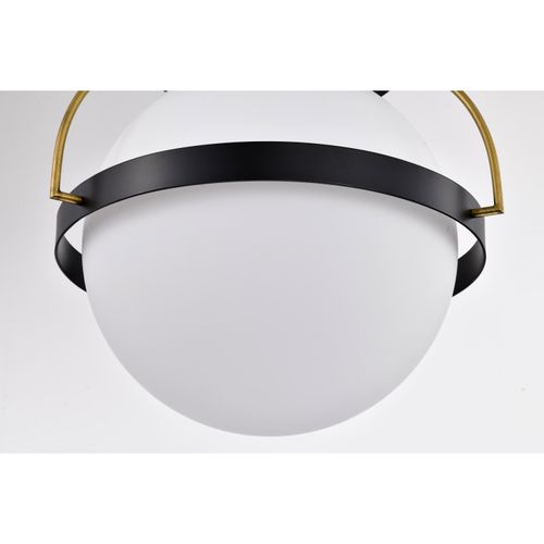 Main product image of Lakeshore 1 Light Large Flush Matte Black & Natural Brass Finish White Opal Glass