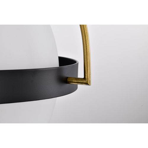 Main product image of Lakeshore 1 Light Large Flush Matte Black & Natural Brass Finish White Opal Glass