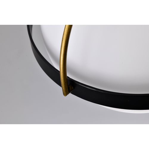 Main product image of Lakeshore 1 Light Small Pendant Matte Black & Natural Brass Finish White Opal Glass