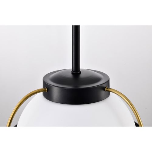 Main product image of Lakeshore 1 Light Small Pendant Matte Black & Natural Brass Finish White Opal Glass