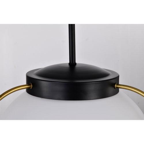 Main product image of Lakeshore 1 Light Medium Pendant Matte Black & Natural Brass Finish White Opal Glass