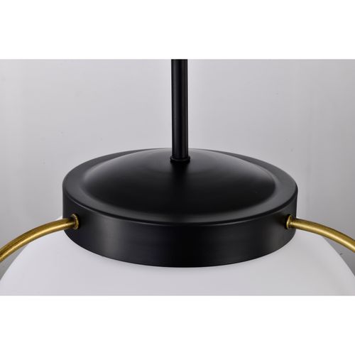 Main product image of Lakeshore 1 Light Medium Pendant Matte Black & Natural Brass Finish White Opal Glass