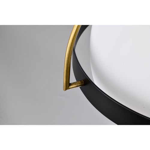 Main product image of Lakeshore 1 Light Medium Pendant Matte Black & Natural Brass Finish White Opal Glass