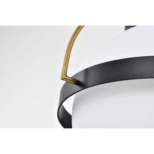 Main product image of Lakeshore 1 Light Medium Pendant Matte Black & Natural Brass Finish White Opal Glass