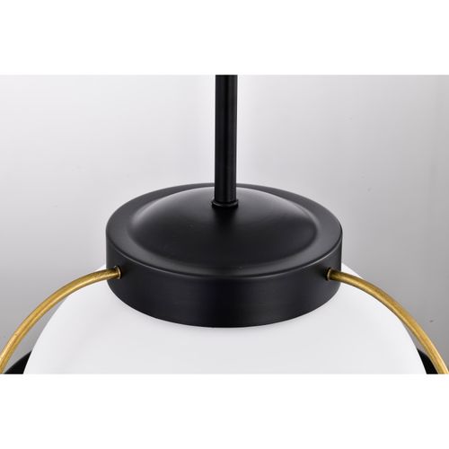 Main product image of Lakeshore 1 Light Large Pendant Matte Black & Natural Brass Finish White Opal Glass