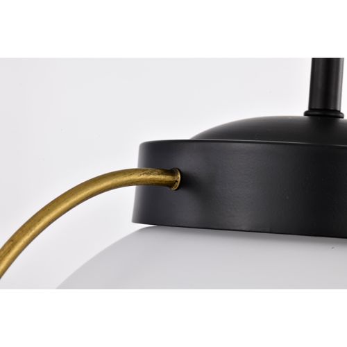 Main product image of Lakeshore 1 Light Large Pendant Matte Black & Natural Brass Finish White Opal Glass