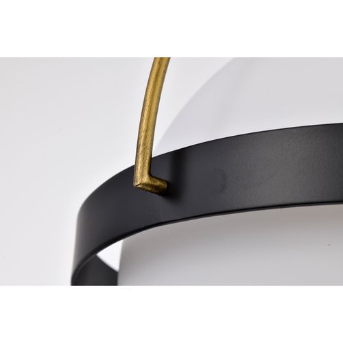 Main product image of Lakeshore 1 Light Large Pendant Matte Black & Natural Brass Finish White Opal Glass