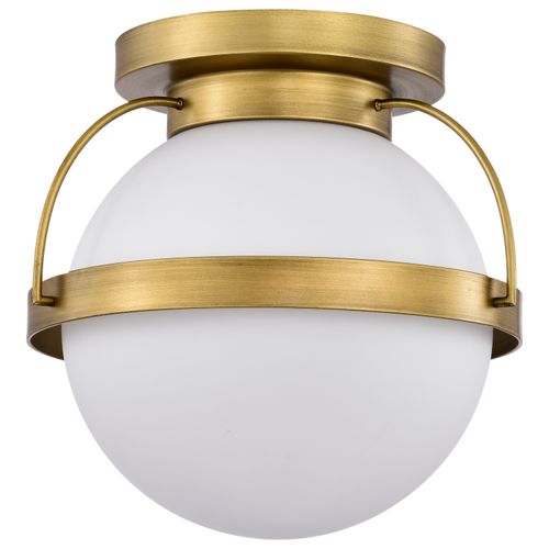 Main product image of Lakeshore 1 Light Small Flush Natural Brass Finish White Opal Glass