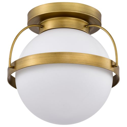 Main product image of Lakeshore 1 Light Small Flush Natural Brass Finish White Opal Glass