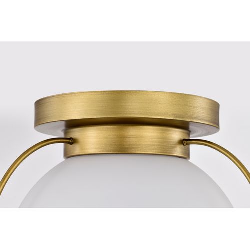 Main product image of Lakeshore 1 Light Small Flush Natural Brass Finish White Opal Glass