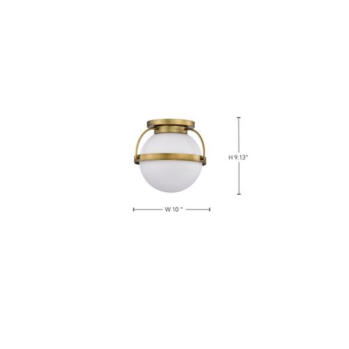 Main product image of Lakeshore 1 Light Small Flush Natural Brass Finish White Opal Glass