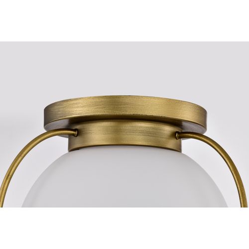 Main product image of Lakeshore 1 Light Medium Flush Natural Brass Finish White Opal Glass