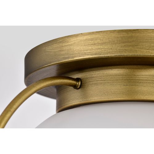Main product image of Lakeshore 1 Light Medium Flush Natural Brass Finish White Opal Glass