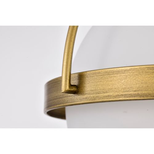 Main product image of Lakeshore 1 Light Medium Flush Natural Brass Finish White Opal Glass