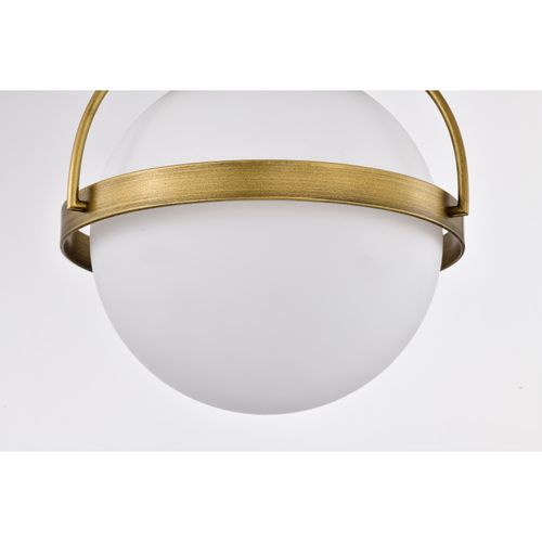 Main product image of Lakeshore 1 Light Medium Flush Natural Brass Finish White Opal Glass