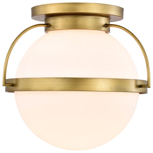 Main product image of Lakeshore 1 Light Large Flush Natural Brass Finish White Opal Glass
