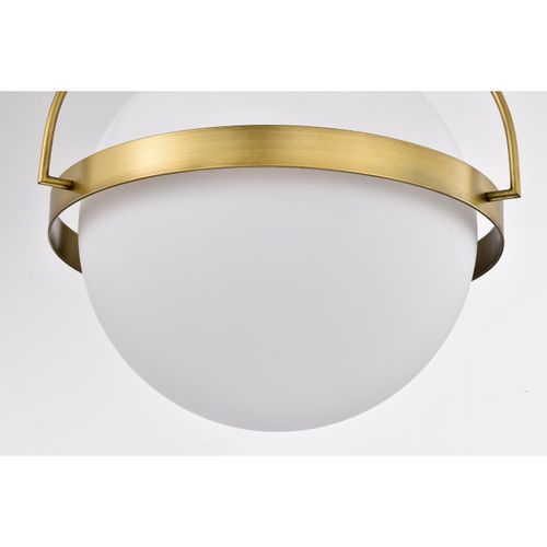 Main product image of Lakeshore 1 Light Large Flush Natural Brass Finish White Opal Glass
