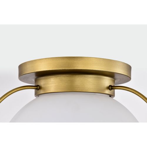 Main product image of Lakeshore 1 Light Large Flush Natural Brass Finish White Opal Glass