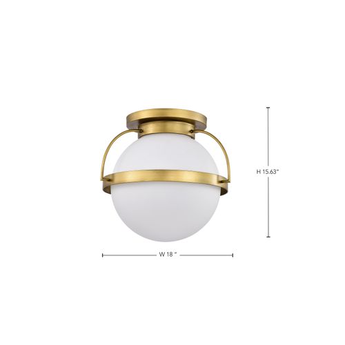 Main product image of Lakeshore 1 Light Large Flush Natural Brass Finish White Opal Glass