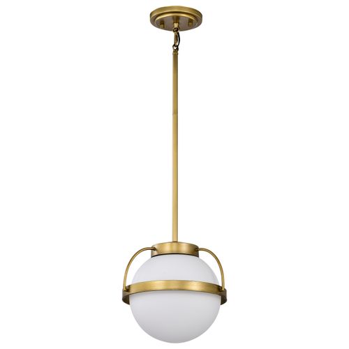 Main product image of Lakeshore 1 Light Small Pendant Natural Brass Finish White Opal Glass