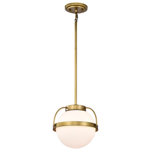 Main product image of Lakeshore 1 Light Small Pendant Natural Brass Finish White Opal Glass