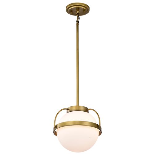 Main product image of Lakeshore 1 Light Small Pendant Natural Brass Finish White Opal Glass