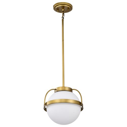 Main product image of Lakeshore 1 Light Small Pendant Natural Brass Finish White Opal Glass