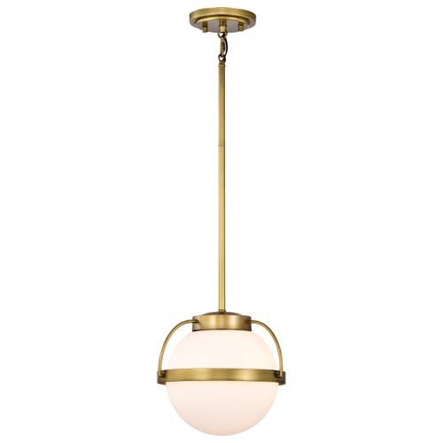 Main product image of Lakeshore 1 Light Small Pendant Natural Brass Finish White Opal Glass