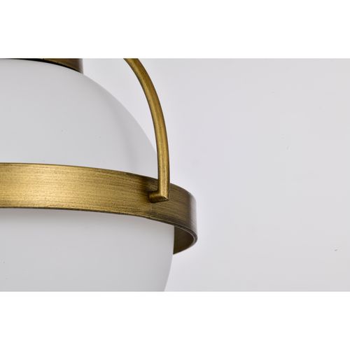Main product image of Lakeshore 1 Light Small Pendant Natural Brass Finish White Opal Glass