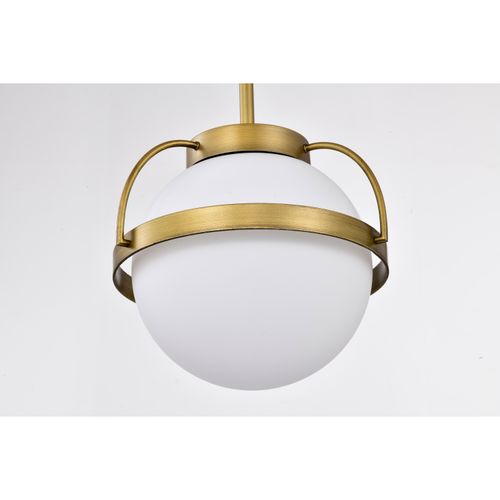Main product image of Lakeshore 1 Light Small Pendant Natural Brass Finish White Opal Glass