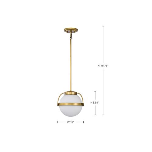 Main product image of Lakeshore 1 Light Small Pendant Natural Brass Finish White Opal Glass
