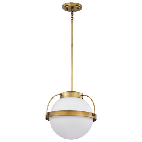 Main product image of Lakeshore 1 Light Medium Pendant Natural Brass Finish White Opal Glass