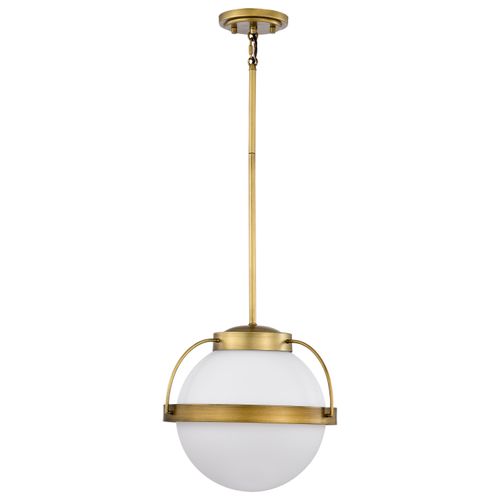 Main product image of Lakeshore 1 Light Medium Pendant Natural Brass Finish White Opal Glass