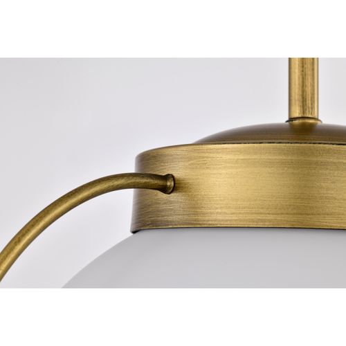 Main product image of Lakeshore 1 Light Medium Pendant Natural Brass Finish White Opal Glass
