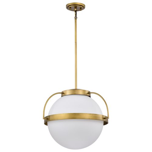 Main product image of Lakeshore 1 Light Large Pendant Natural Brass Finish White Opal Glass