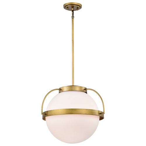 Main product image of Lakeshore 1 Light Large Pendant Natural Brass Finish White Opal Glass