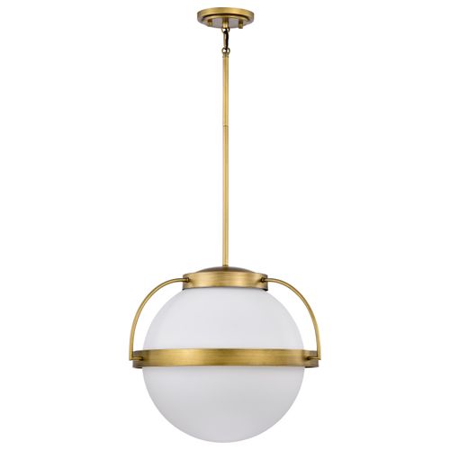 Main product image of Lakeshore 1 Light Large Pendant Natural Brass Finish White Opal Glass