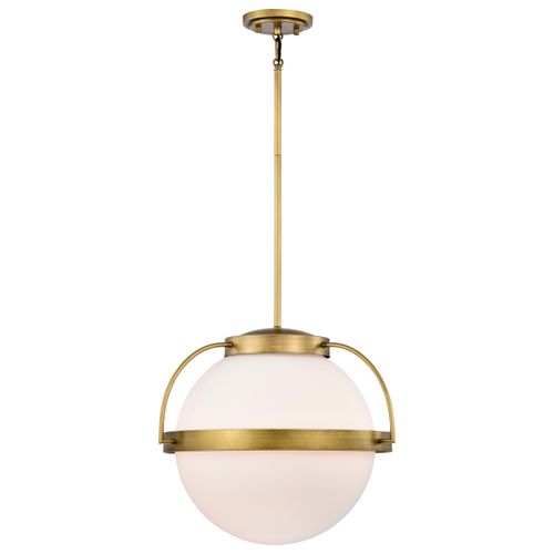 Main product image of Lakeshore 1 Light Large Pendant Natural Brass Finish White Opal Glass