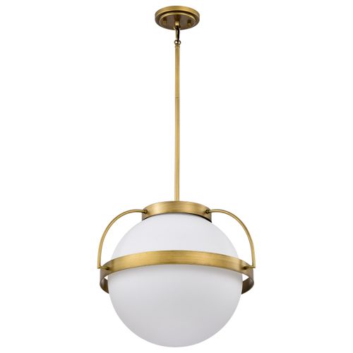 Main product image of Lakeshore 1 Light Large Pendant Natural Brass Finish White Opal Glass
