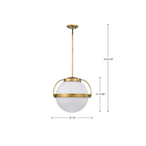 Main product image of Lakeshore 1 Light Large Pendant Natural Brass Finish White Opal Glass
