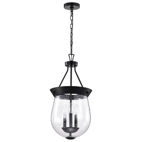 Main product image of Boliver 3 Light Pendant 11 Inches Matte Black Finish Clear Seeded Glass