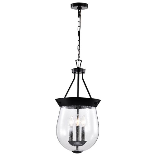 Main product image of Boliver 3 Light Pendant 11 Inches Matte Black Finish Clear Seeded Glass